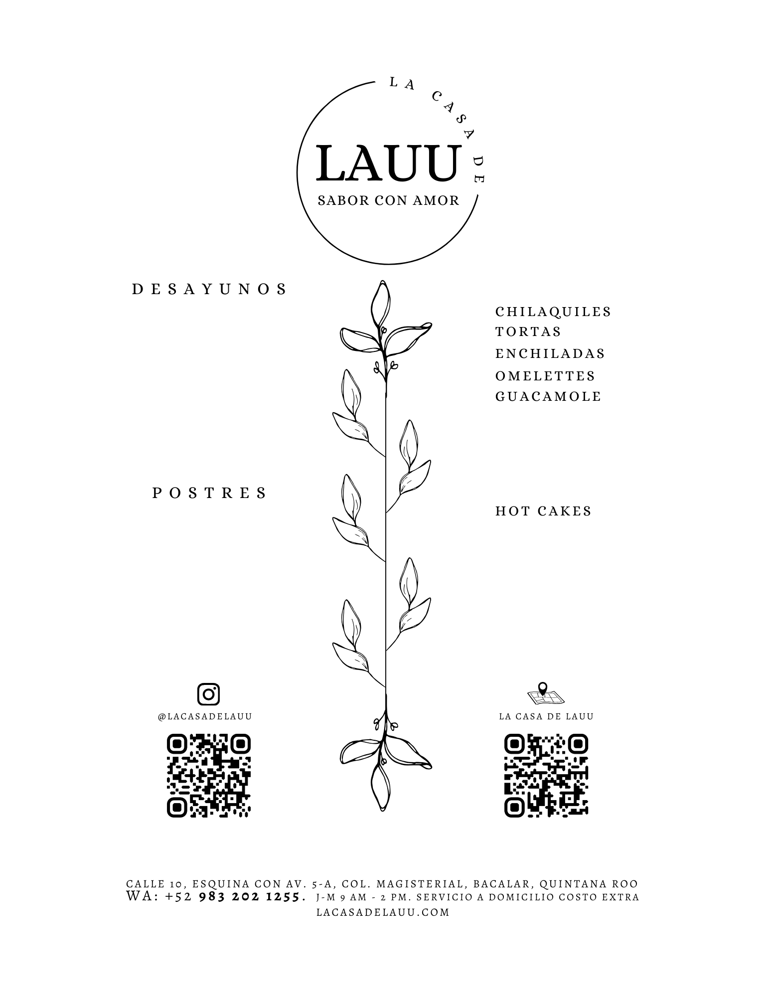 La Casa de Lauu - Presentación Menú